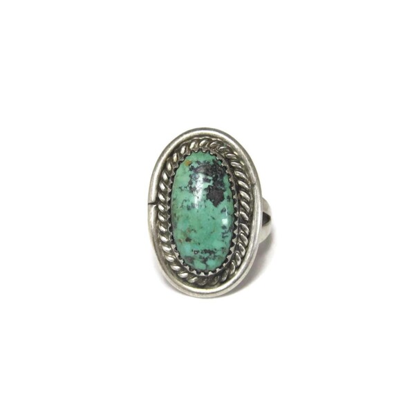 Vintage Sterling Navajo Green Turquoise Ring Size 6.5 Sarah Watson - Picture 3 of 10